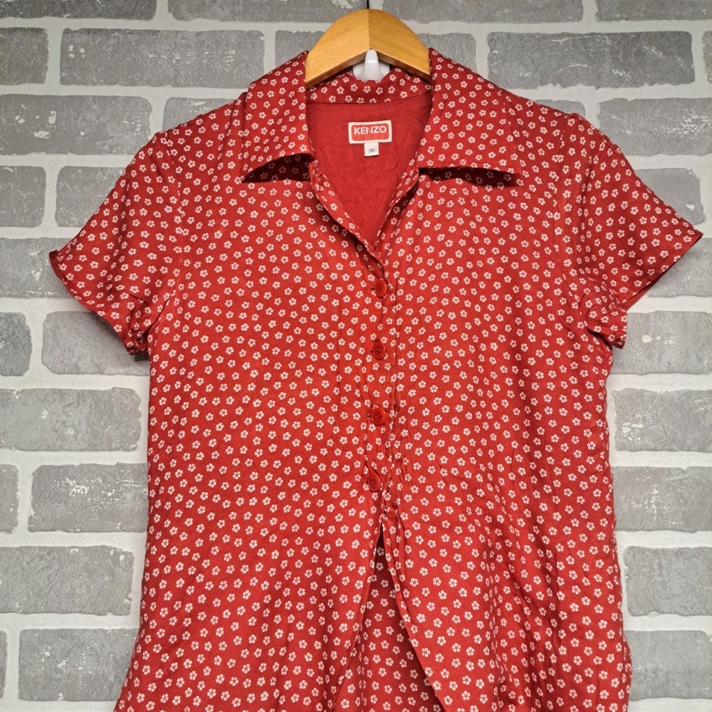 Kenzo Paris Womens Vintage 70s Sakura Flowers Button Midi‎ Dress Size 36 - Picture 2 of 15